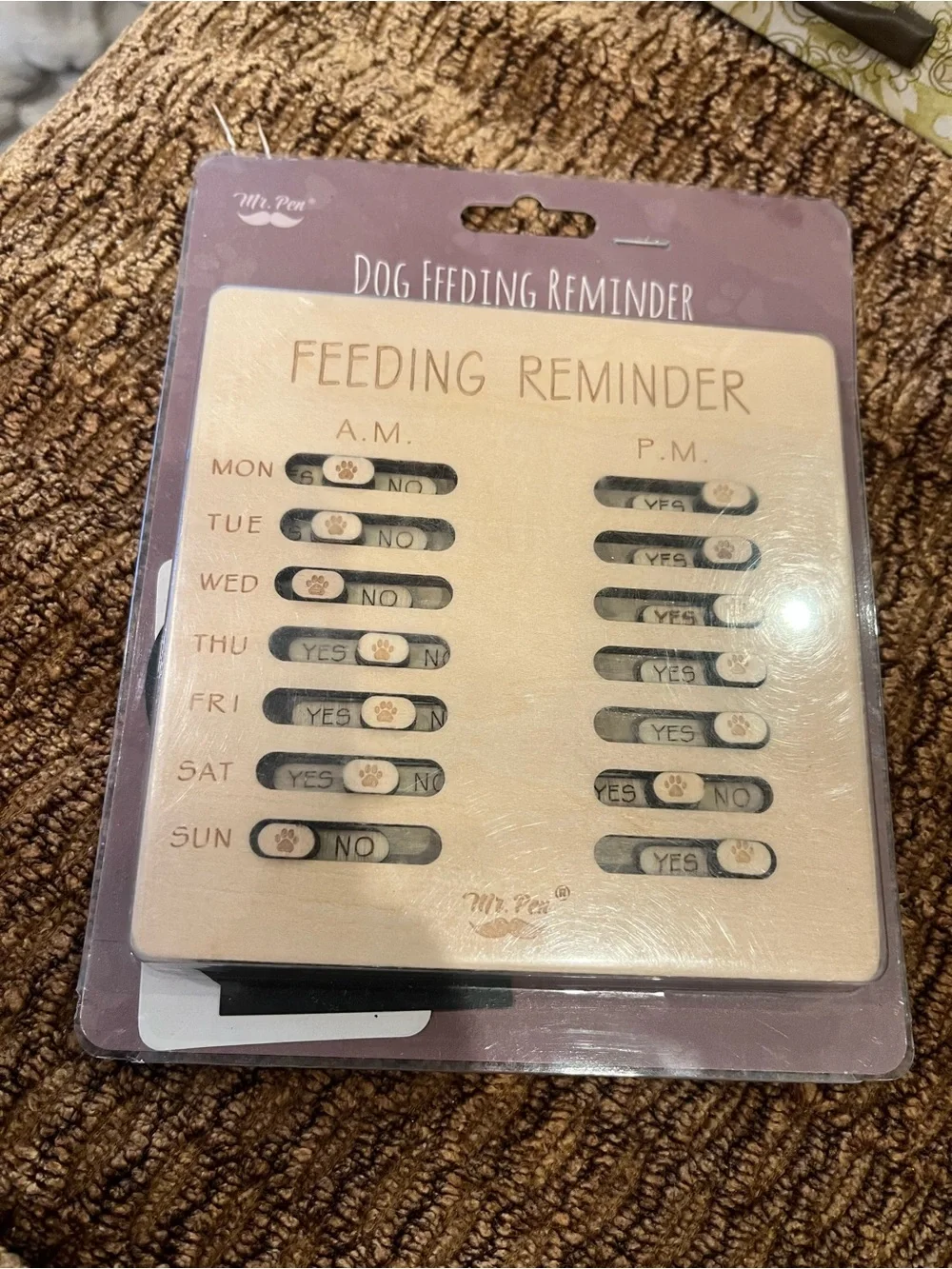Beige Wooden Dog Feeding Reminder Board